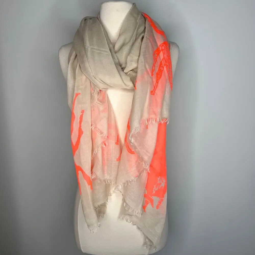 India Hicks Siren Cream Neon Orange Spider Scarf